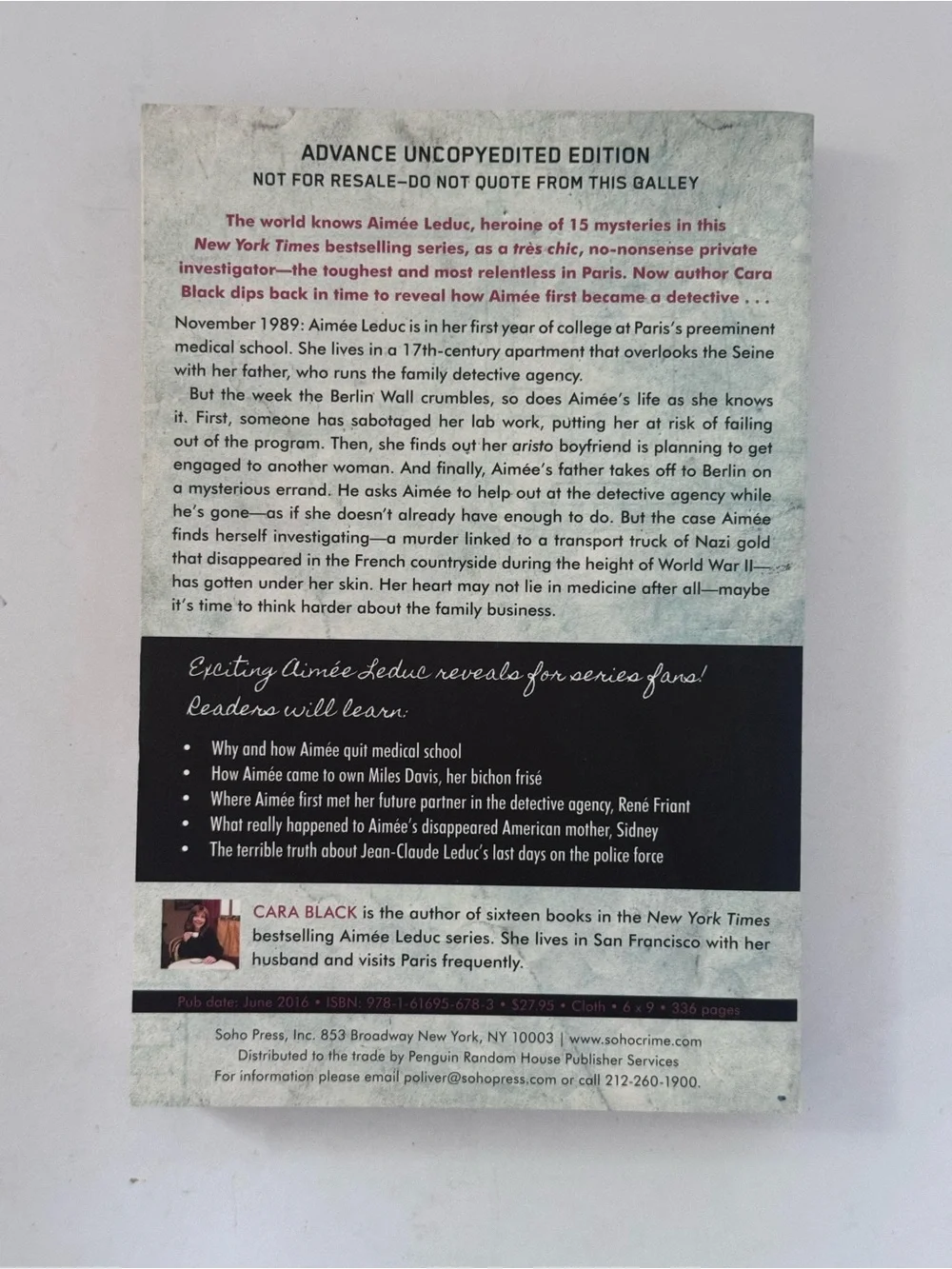 Cara Black Murder on the Quai ARC Advance Reader Edition